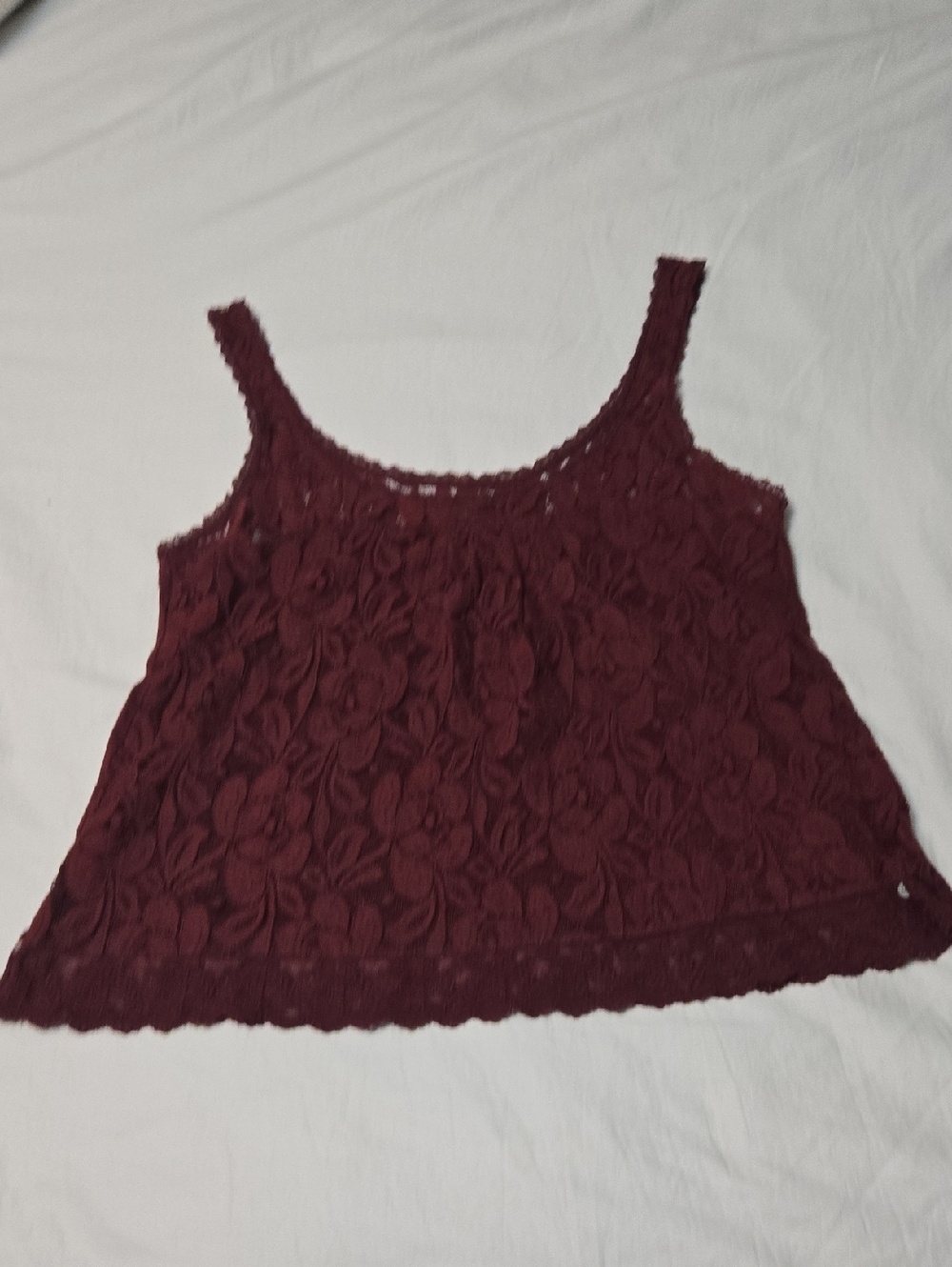 Abercrombie & Fitch Maroon Floral Lace Tank Top